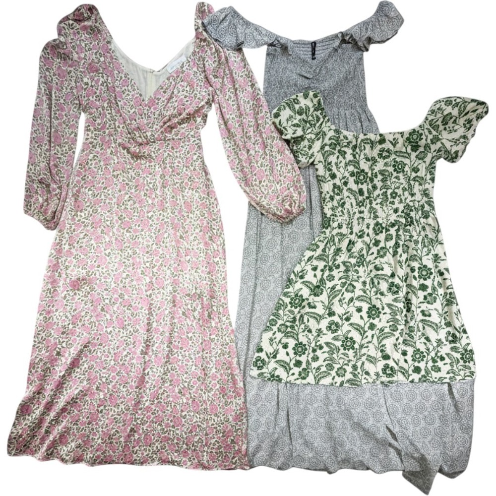 Dress Bundle All in Favor Monteau Raviya Women Small Pink Green Grey Floral Boho